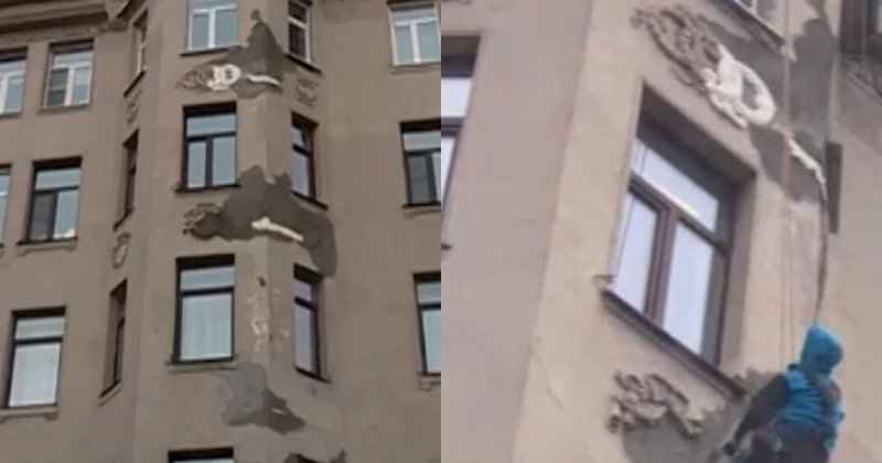 Управляющая компания в Петербурге реставрировала обрушившуюся лепнину монтажной пеной