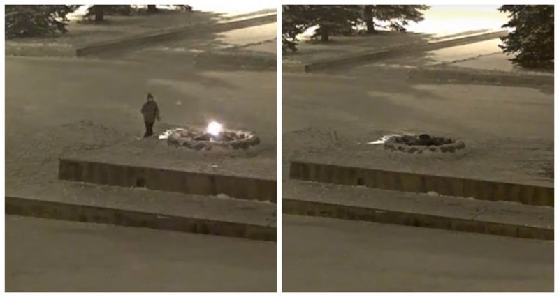 Ребенок затушил снежком Вечный огонь, и теперь его разыскивает полиция