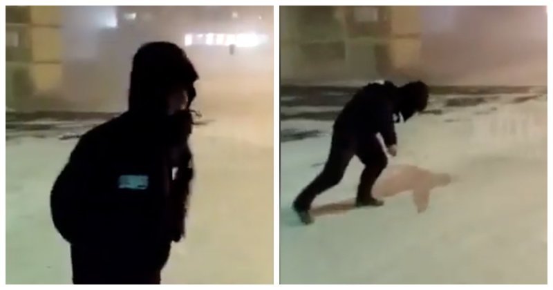 Это Норильск, детка!: в сети появилось видео, как житель города пытается в пургу дойти домой