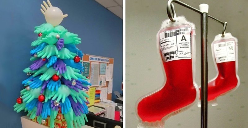 20 новогодних декораций для больниц, сделанных с юмором и любовью