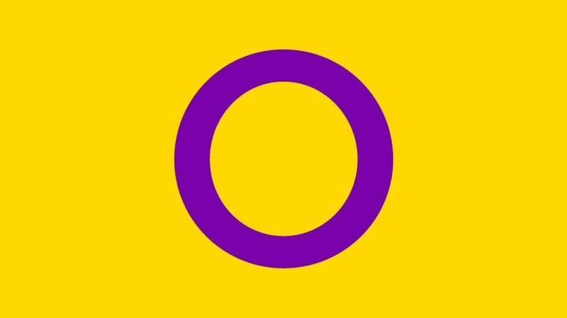 Флаг Интерсексуальности - вариации половых признаков у людей и животных, не вписывающиеся в традиционные бинарные представления о поле