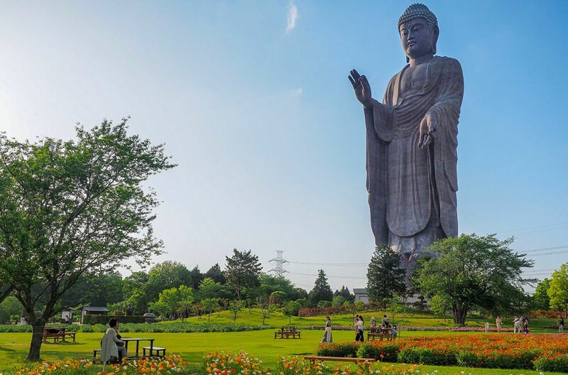 Великий Будда Амитабха в японском городе Усику — четвертая по высоте статуя в мире, 100 м. При этом первая по высоте среди бронзовых статуй 