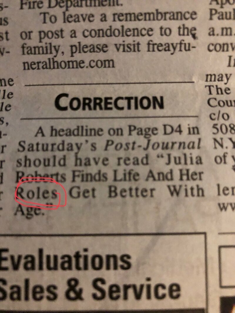 Американская газета по ошибке написала о "дырах Джулии Робертс, которые с годами стали лучше"