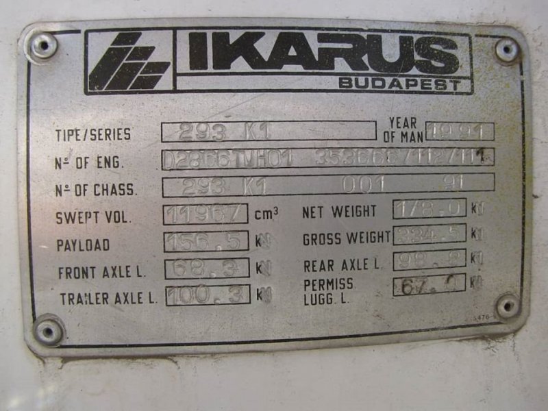 Заводская табличка. Модификации ».К*» кодировали прототипы завода Ikarus