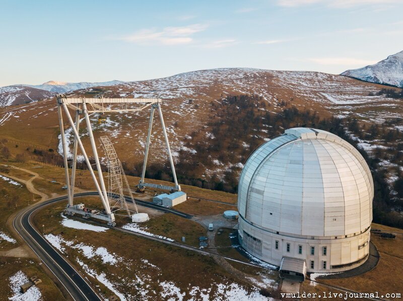 Обсерватории Зеленчукского района Карачаево-Черкессии с высоты птичьего полёта