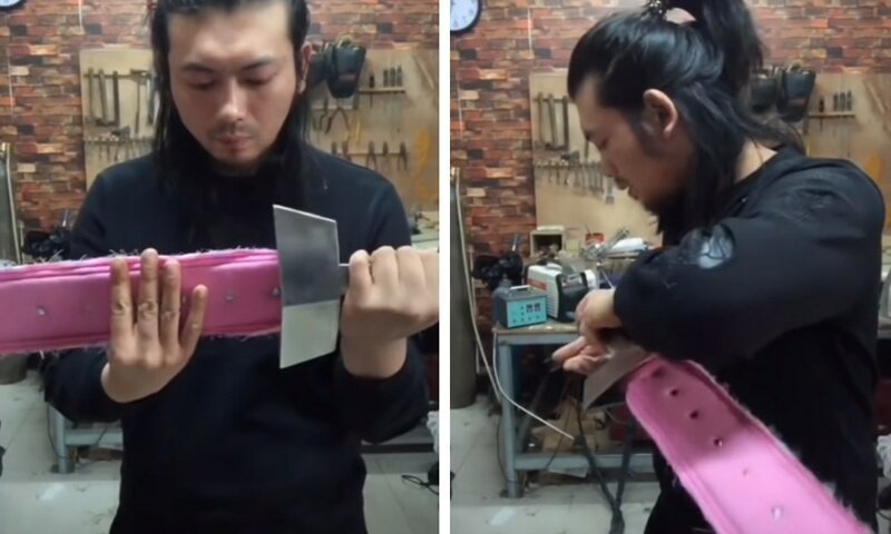  9. Розовый матерчатый меч, рукоятка которого ещё и ёмкость с лосьоном для волос