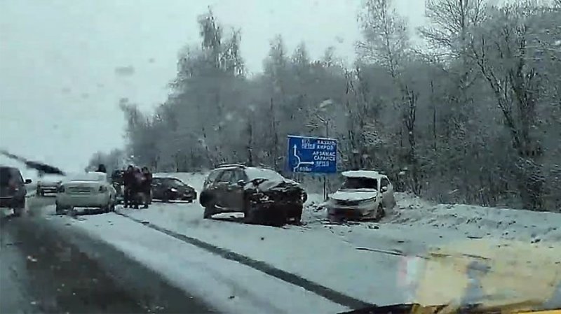 Авария дня. Столкновение трёх автомобилей под Нижним Новгородом
