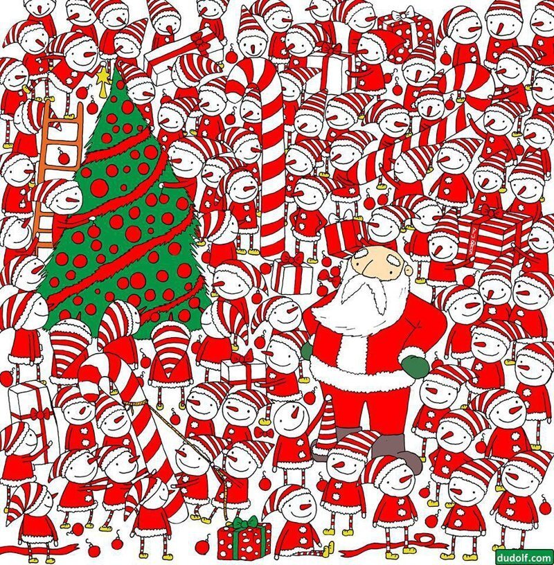 Найди потерю: венгерский художник нарисовал картинку, и теперь в интернете ищут шапку Санта-Клауса