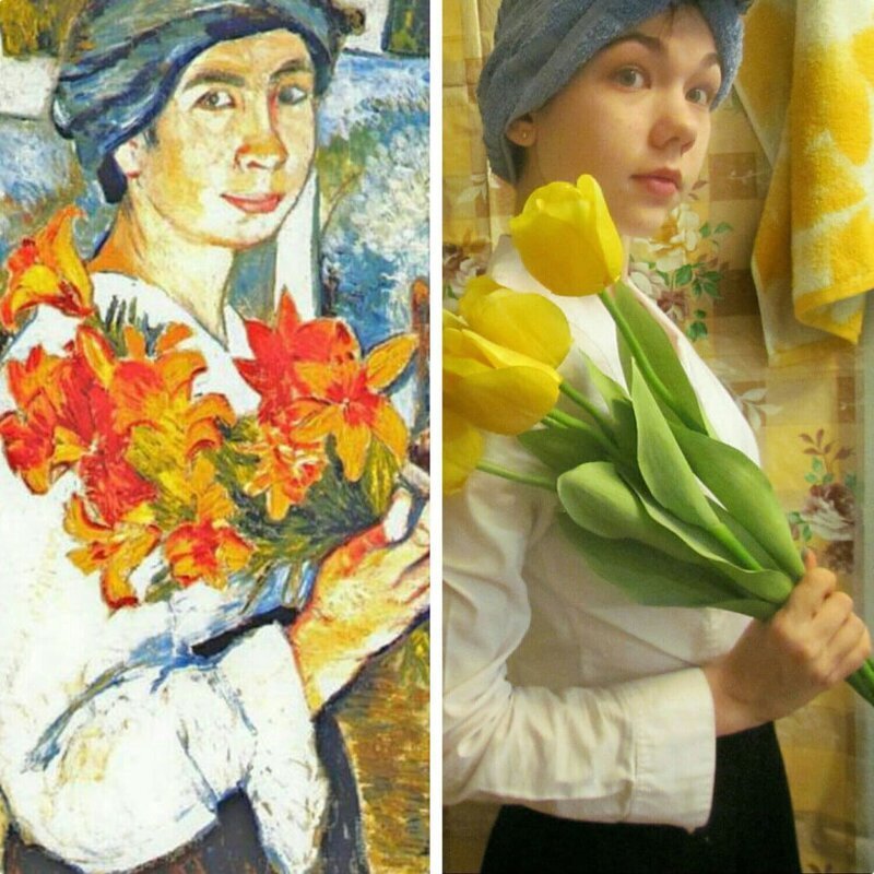 Н. С. Гончарова, «Автопортрет с жёлтыми лилиями»