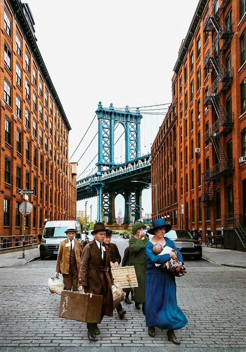 Фотопроект: иммигранты начала 20 века на современных фотографиях Нью-Йорка