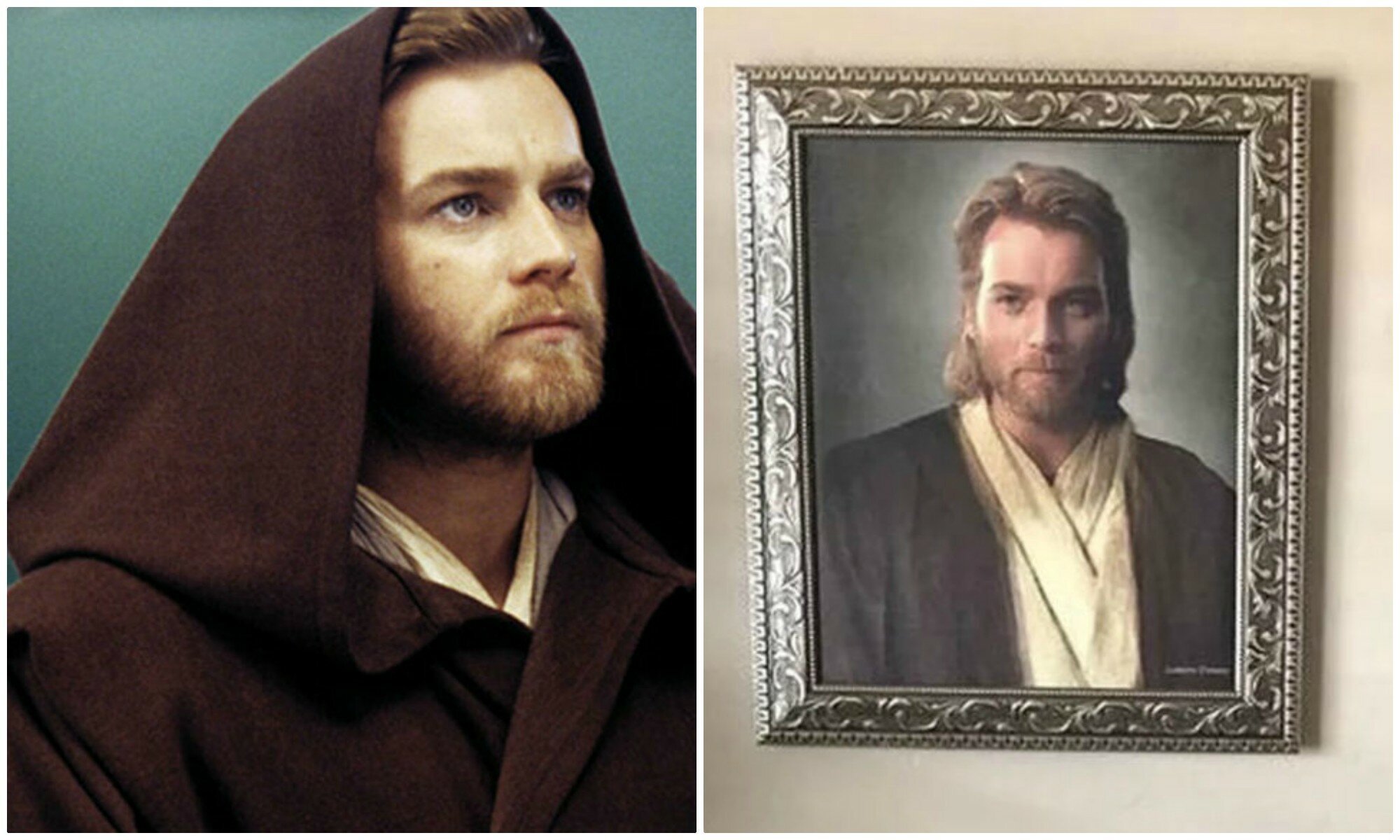 Сын подарил верующей матери портрет Оби-Вана, а она приняла его за Иисуса.