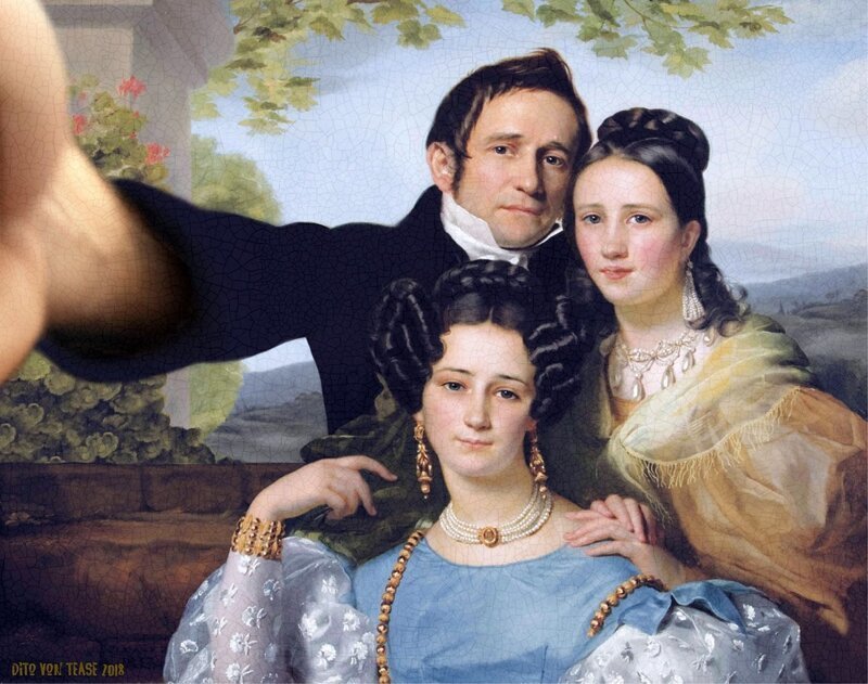 Портрет Теодора Жозефа Жоне и двух его дочерей - Франсуа Жозеф Навез, 1832