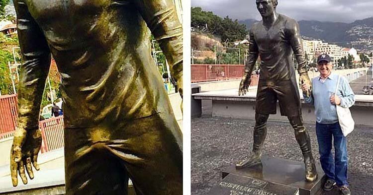 В Португалии туристы обожают потрогать за «шары» статую Криштиану Роналду