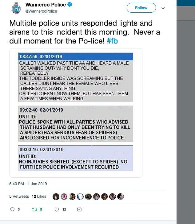 Полиция Уоннеру поделилась смешным твитом, посвященным ложному вызову