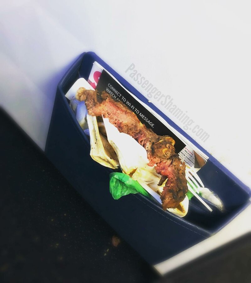 Пассажир первого класса был потрясен, увидев недоеденный стейк в кармане сиденья