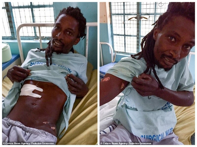 Злобный бегемот 10 минут удерживал кенийского рыбака в заложниках