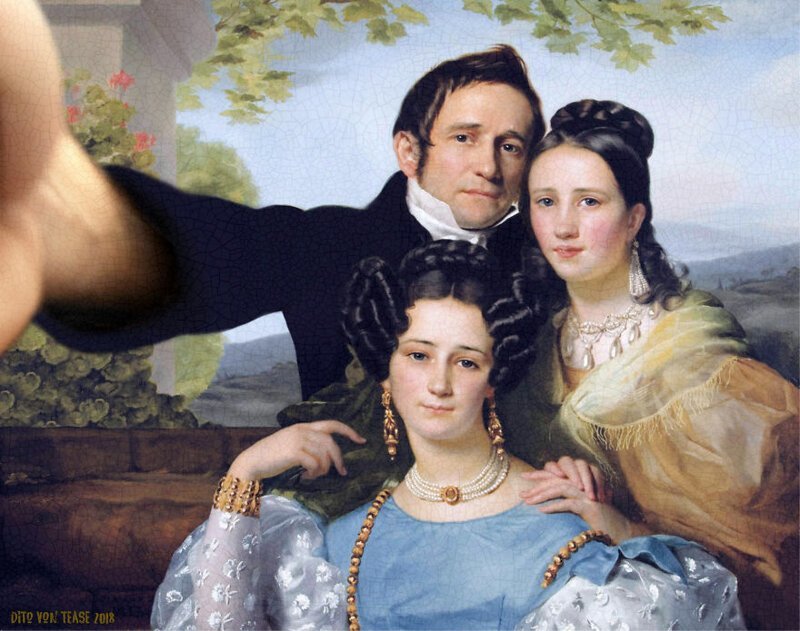 Портрет Теодора Джозефа Йоне и его двух дочерей - Франсуа Жозефа Навеса, 1832