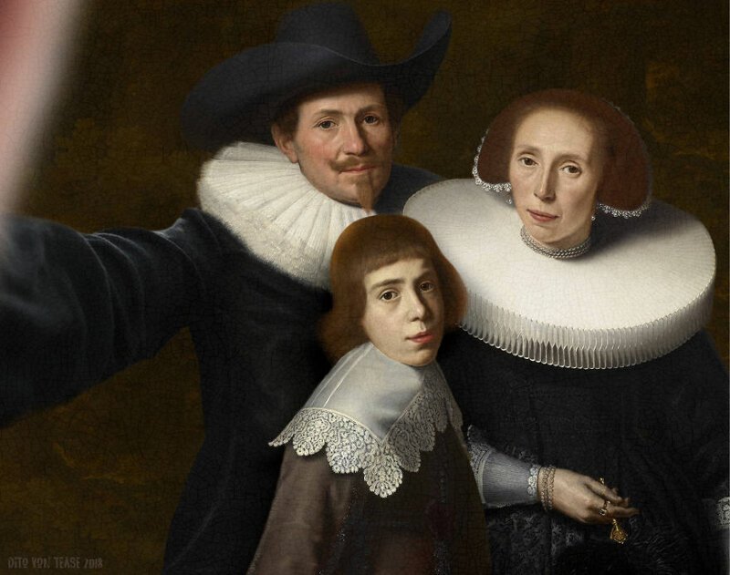 Семейный портрет джентльмена и его жены и сына - Дирк ван Сантвоорт, 1635