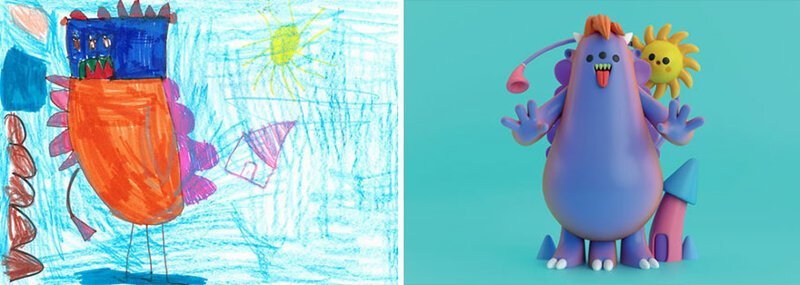 Монстромания: профессиональные художники превращают детские каракули в уникальные картины