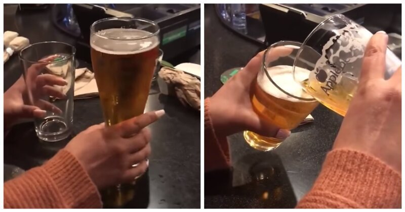 Типичная разница между маленькой и большой порциями пива в баре