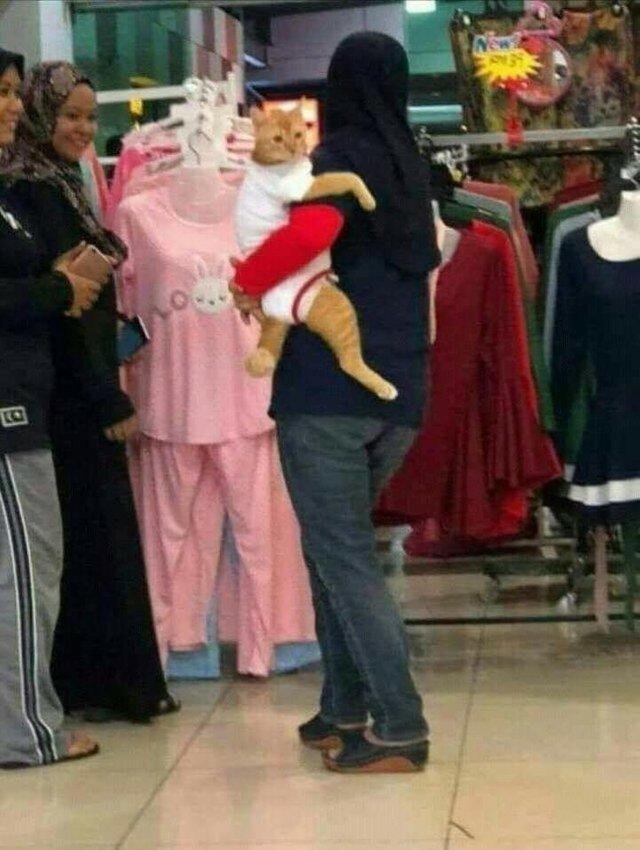 Ничего особенного, просто женщина пришла на шопинг вместе с ребенком. Хотя погодите... 
