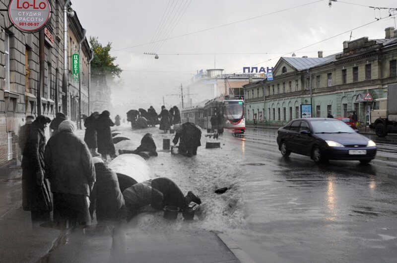 Ленинград 1942-2011 Звенигородская улица. У водоразборной колонки 