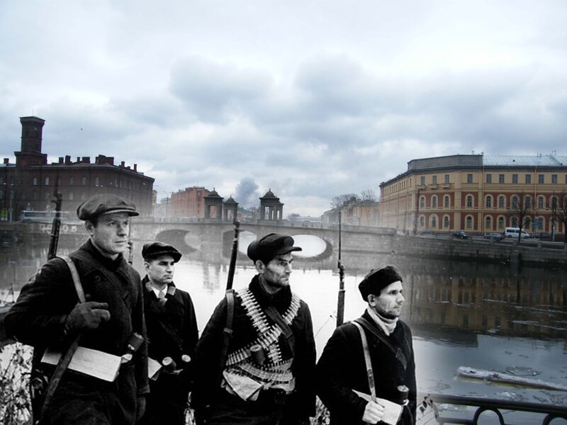 Ленинград 1941-2009 Адмиралтейские верфи. Ополченцы у Старокалинкина моста 