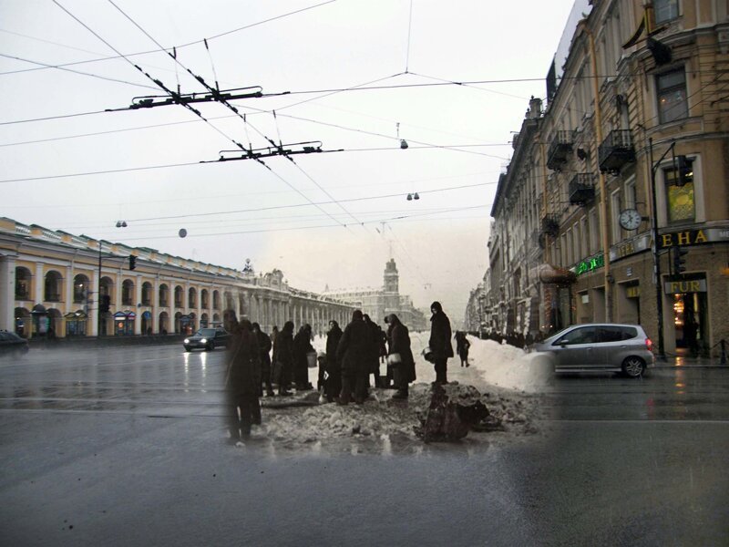 Ленинград 1941-2009 Невский проспект-Садовая улица.У водоразборной колонки 