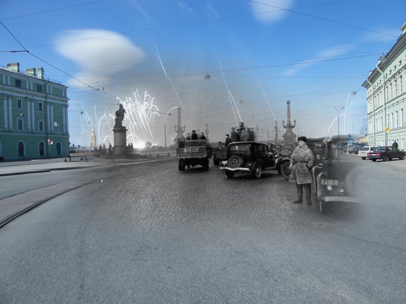 Ленинград 1944-2009 Суворовская площадь. Салют в честь полного снятия блокады 