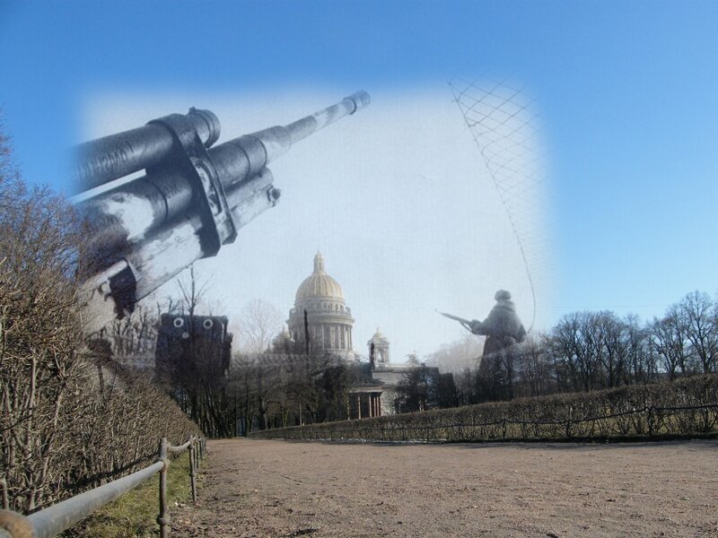 Ленинград 1942-2009 Площадь Декабристов. Зенитное орудие 