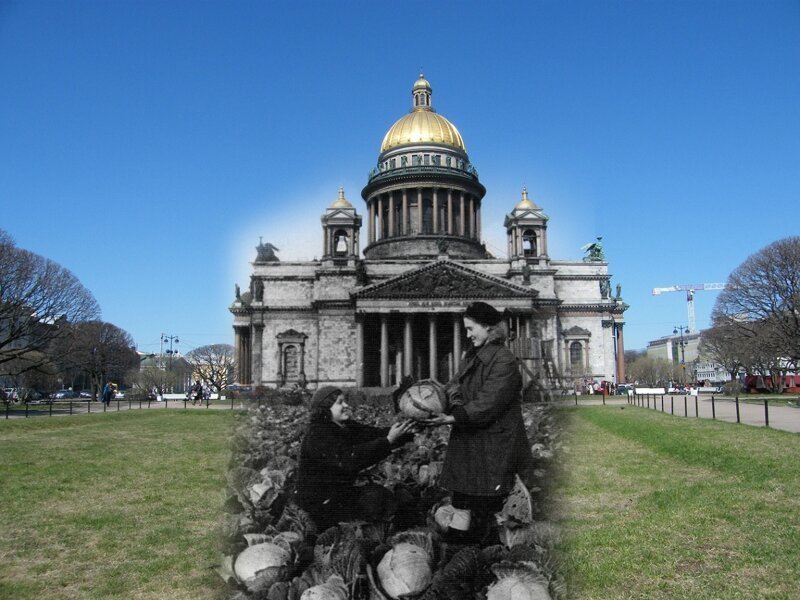 Ленинград 1942-2009 Исаакиевская площадь.Урожай капусты 