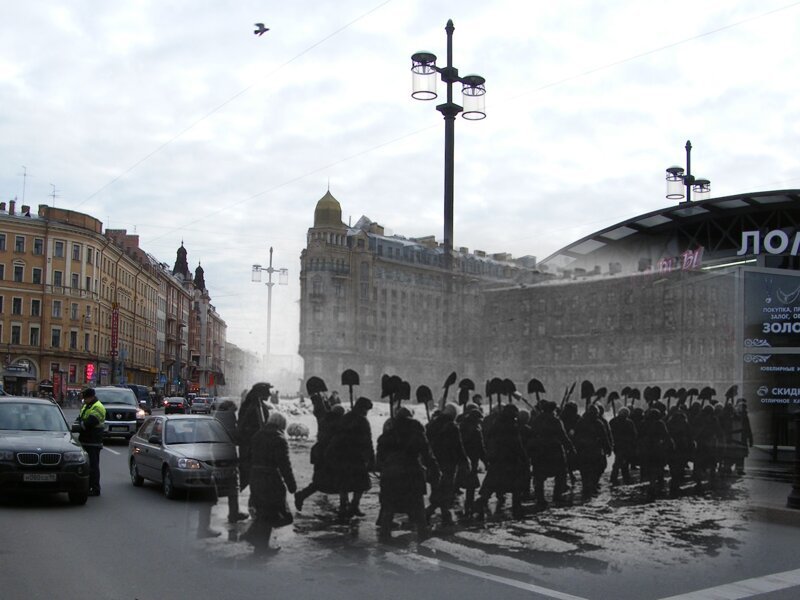 Ленинград 1942-2009 Сенная площадь. Весна. Все силы на расчистку города 