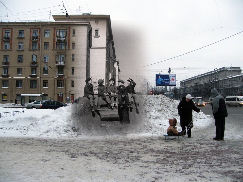 Ленинград 1945-2010 Угол Московского проспекта и Благодатной улицы. Дети пережившие блокаду 
