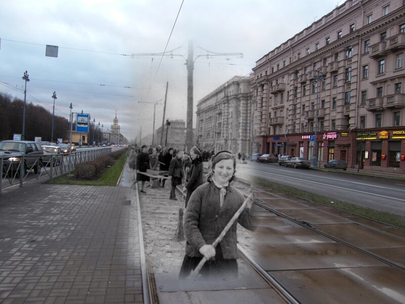 Ленинград 1944-2009 Московский проспект. Город освобожден от блокады 