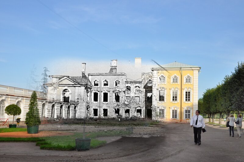 Петергоф 1943-2011 Большой дворец со стороны Верхнего парка 