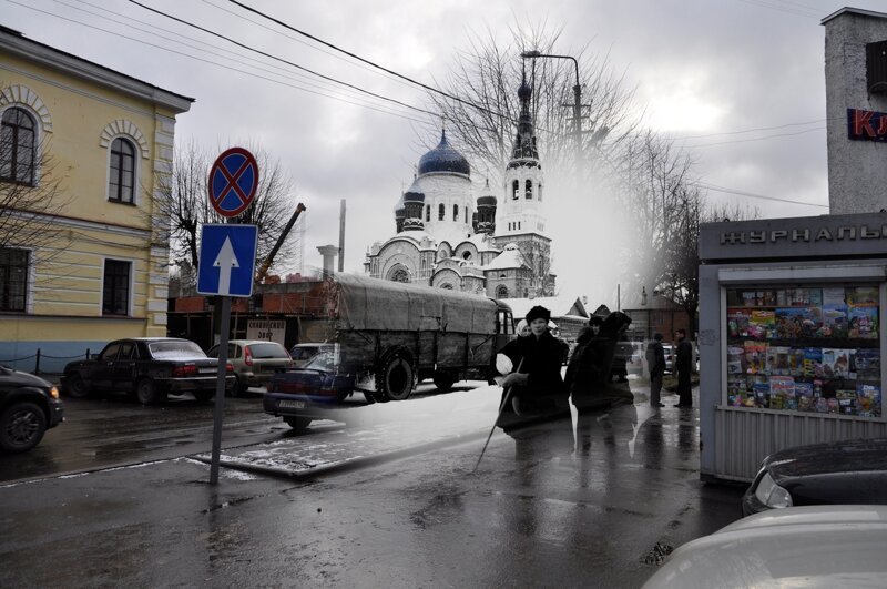 Гатчина 1942-2011 Красная улица. Вид на Покровский собор 