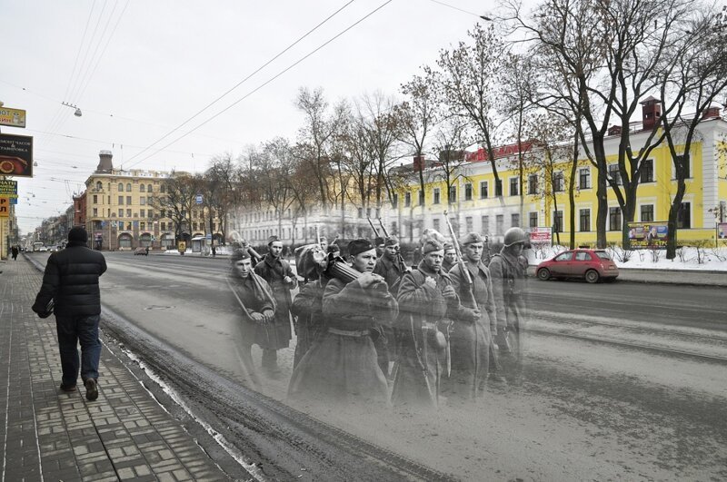 Ленинград 1942-2012. Загородный проспект. Пулеметчики на пути к фронту 