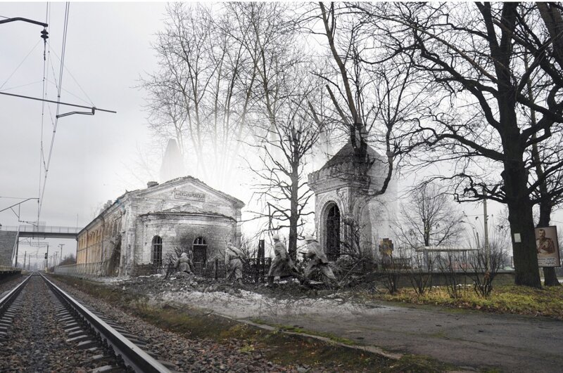 Пушкин 1944-2013. Советские пехотинцы выбивают противника со станции Александровская. 