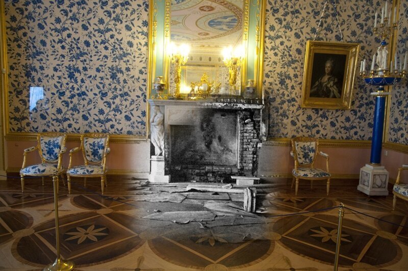 Пушкин 1944-2016 Екатерининский дворец. Голубая гостиная камин 