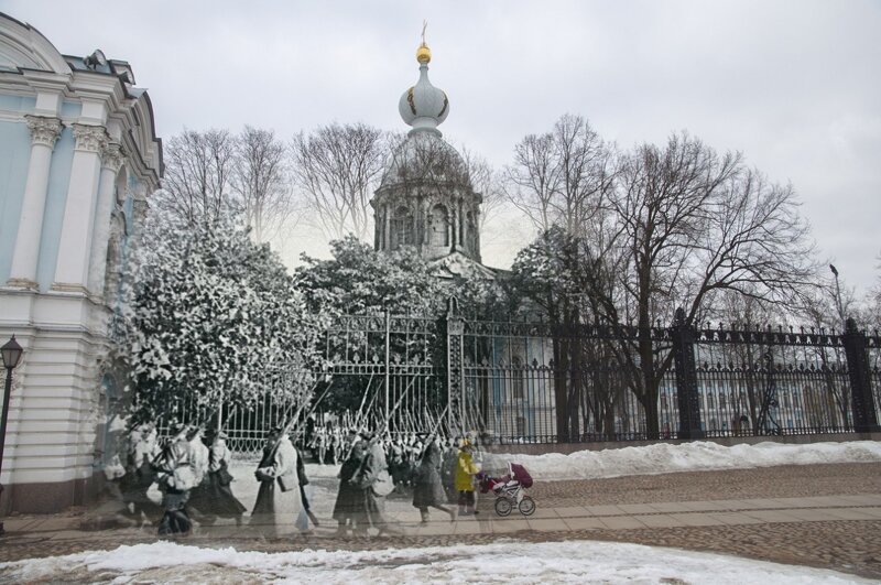 Ленинград 1941 - Санкт-Петербург 2018 Ополченцы у Смольного 