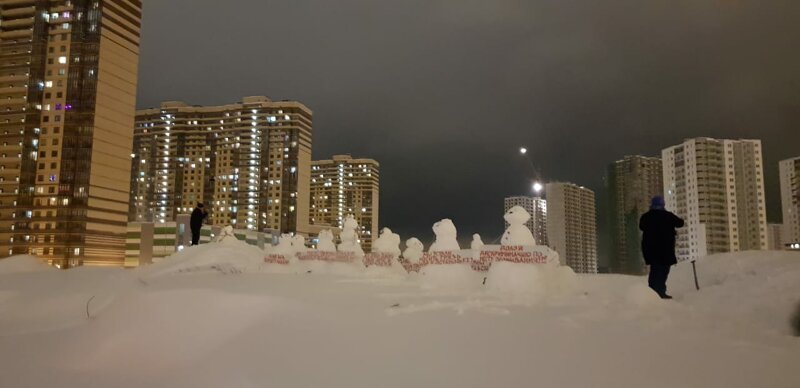 Митинг снеговиков в Петербурге