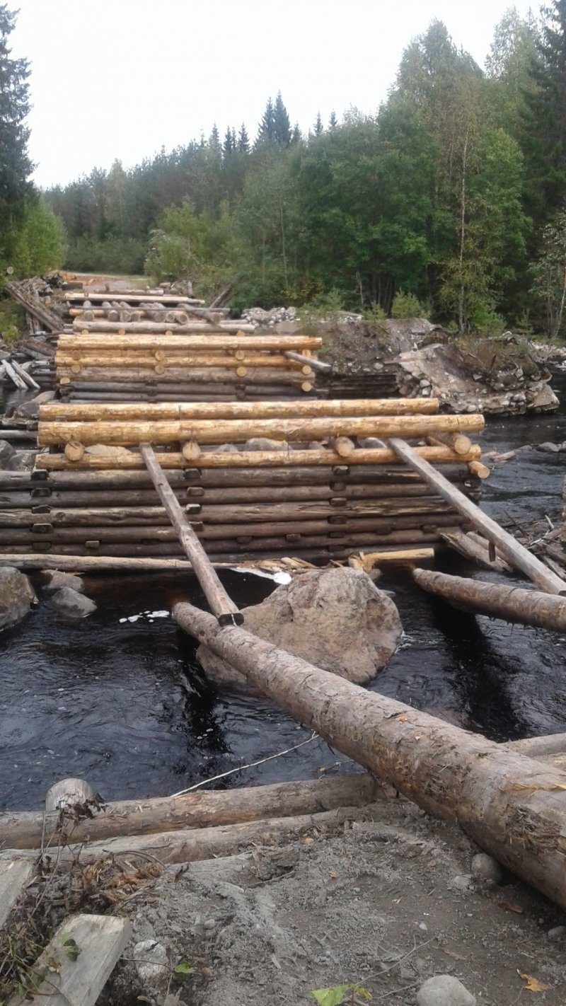 В Карелии жители поселка своими силами построили мост через реку