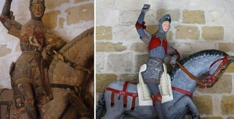 В Испании странно отреставрировали скульптуру Георгия Победоносца