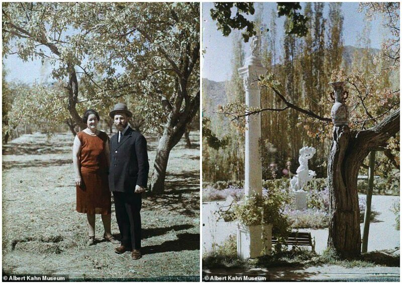 Слева - супруги Жирар, директоры Кабульской школы сельского хозяйства. Справа - элегантные скульптуры в садах Пагмана
