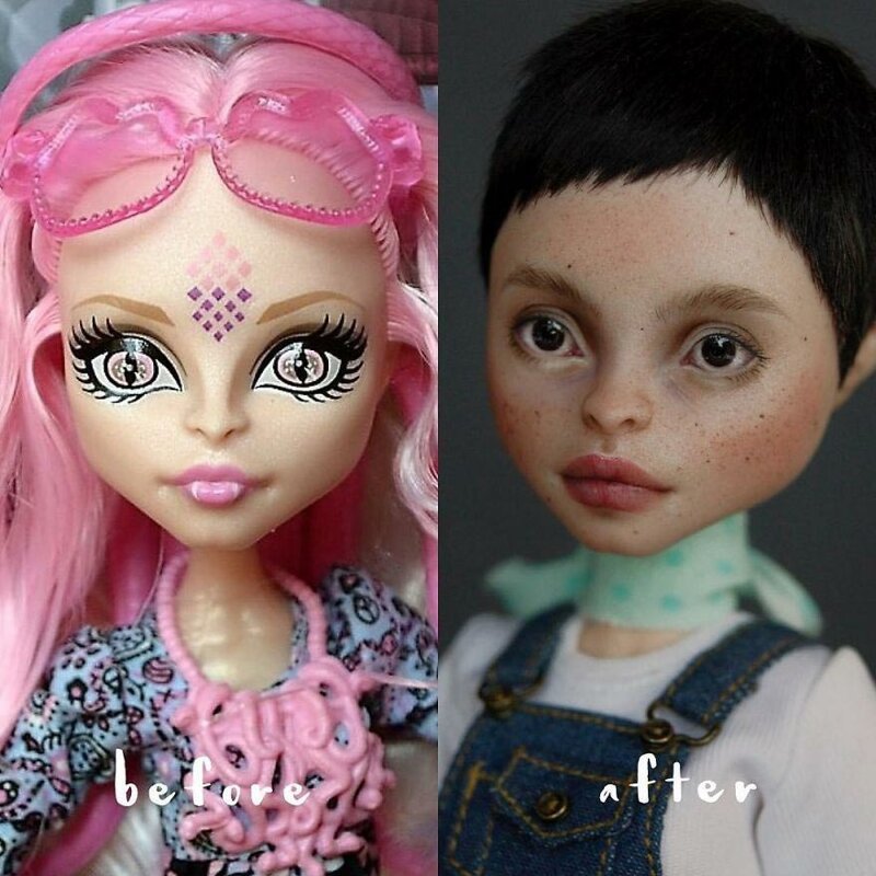 Художница «очеловечила» кукол с помощью макияжа