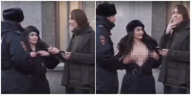 Instagram-модель ходила по Москве в полицейской форме и показывала грудь прохожим