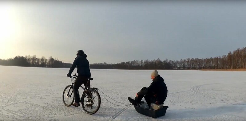 С велосипедом на зимнюю рыбалку!!!