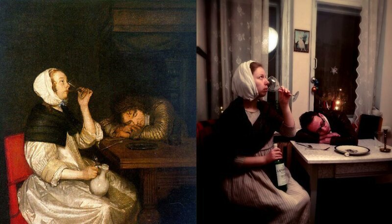 5. Герард Терборх "Пьющая женщина и спящий солдат", 17 век