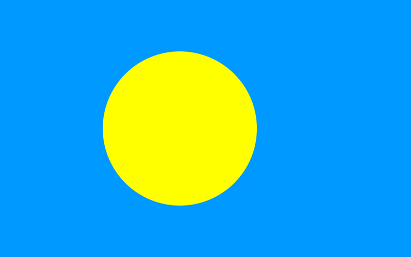 Это настоящий флаг Республики Палау. Но почему не посередине?