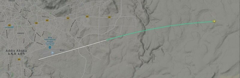 Самолет покинул аэропорт Боле в Аддис-Абебе в 8.38 утра по местному времени, а через несколько минут потерял связь с диспетчерами